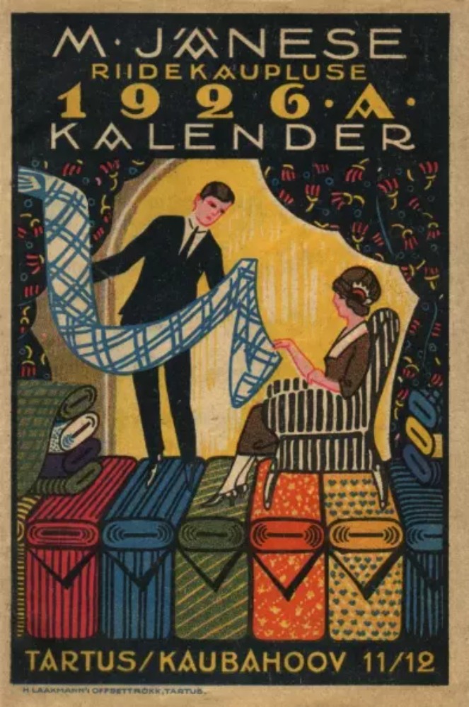 M. Jänes'e riidekaupluse kalender 1926