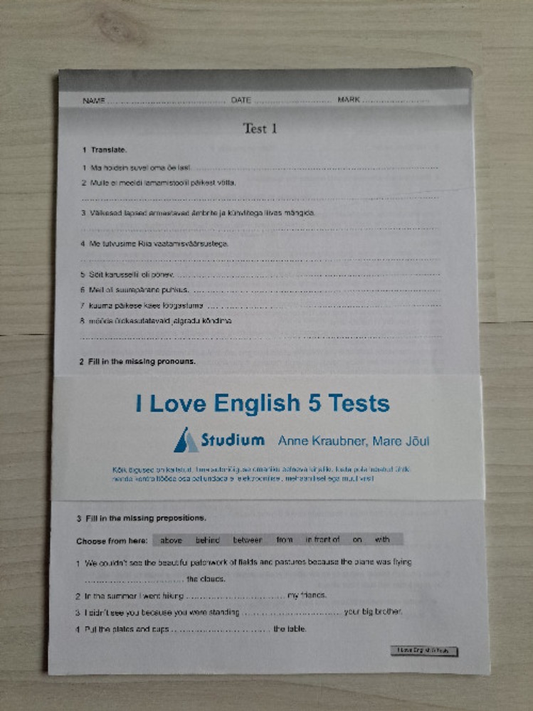 I Love english 5 Test