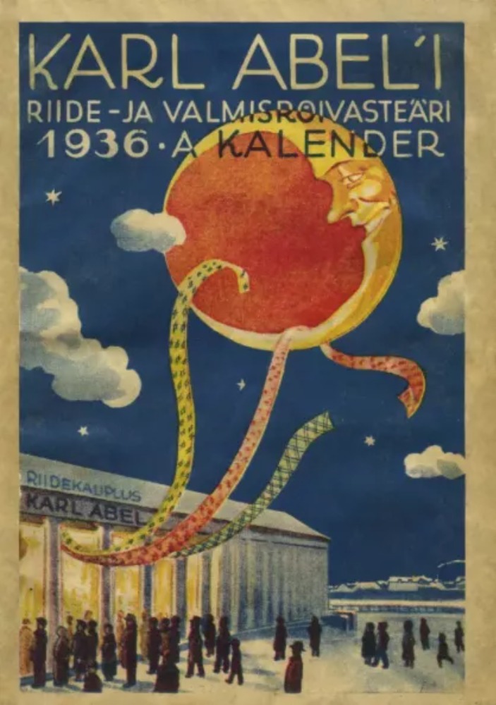 Karl Abel'i riide- ja walmisriietekaupluse kalender 1936