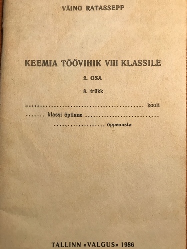 Keemia töövihik 8. klassile