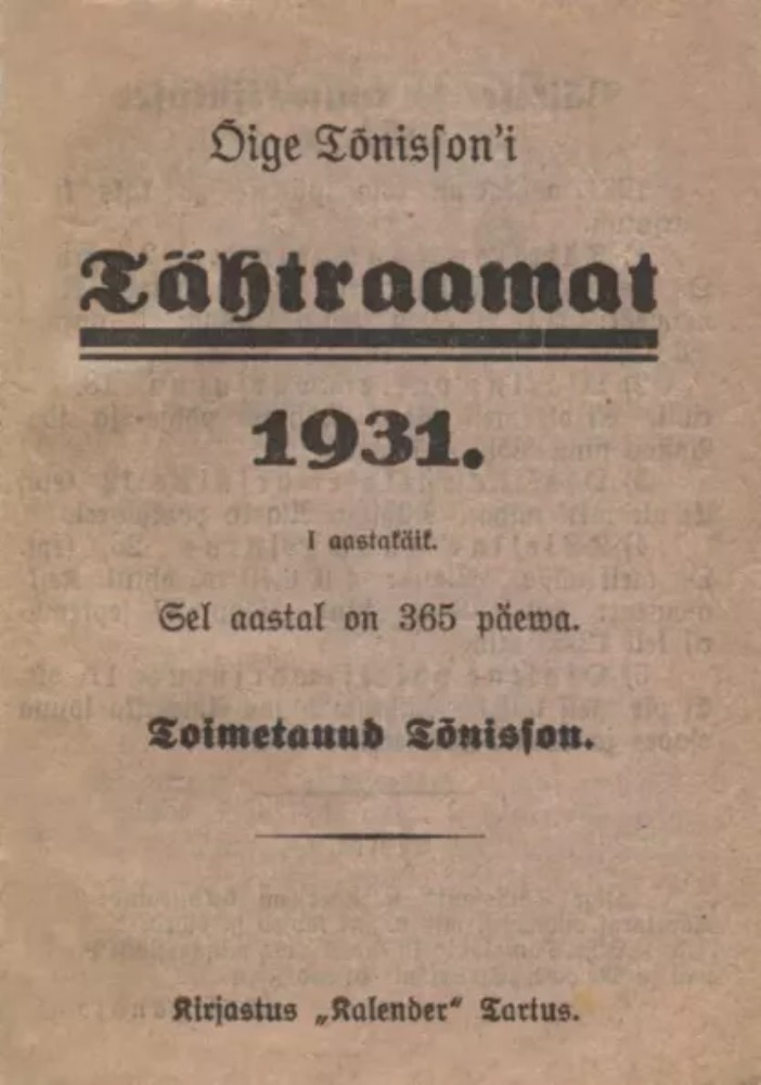 Õige Tõnissoni tähtraamat 1931. a.