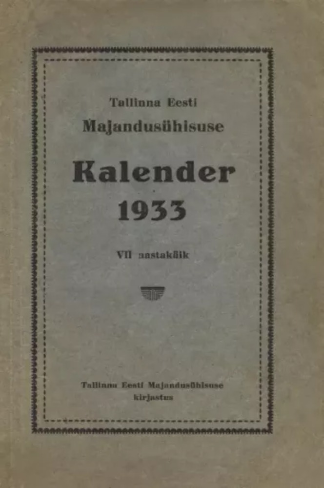 Tallinna Eesti Majandusühisuse Kalender 1933
