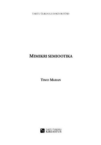 Mimikri kui kommunikatsioonisemiootiline fenomen