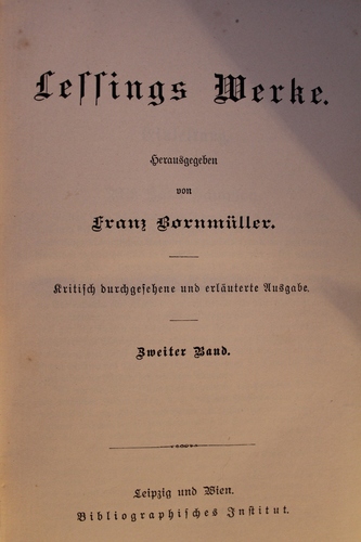 Lessings Werke, I ja II köide