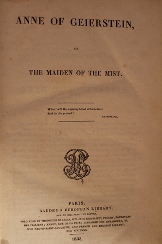 Anne of Geierstein, or The Maiden of the Mist