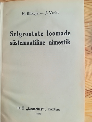 Selgrootute loomade süstemaatiline nimestik