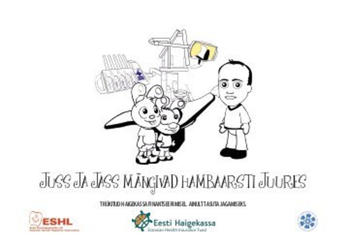 Värviraamat Juss ja Jass mängivad hambaarsti juures
