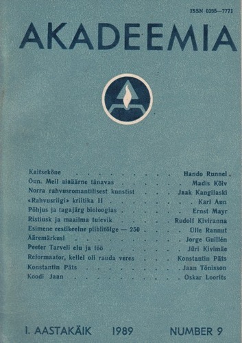 Akadeemia, 1989/9