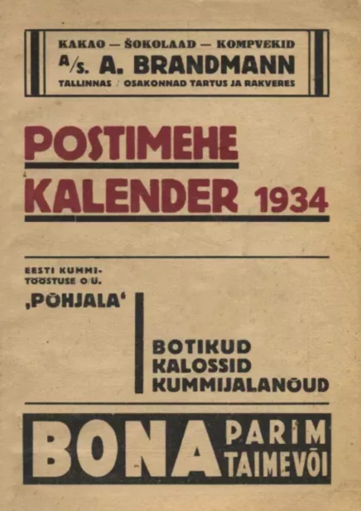 Postimehe kalender 1934
